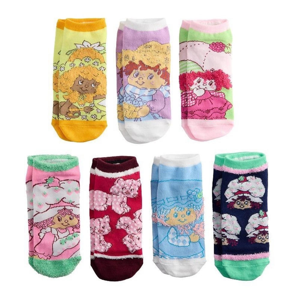 7 PACK‎ NWT STRAWBERRY SHORTCAKE CUTE WOMEN'S NO SHOW SOCKS 9-11 SHOE SIZE 4-10